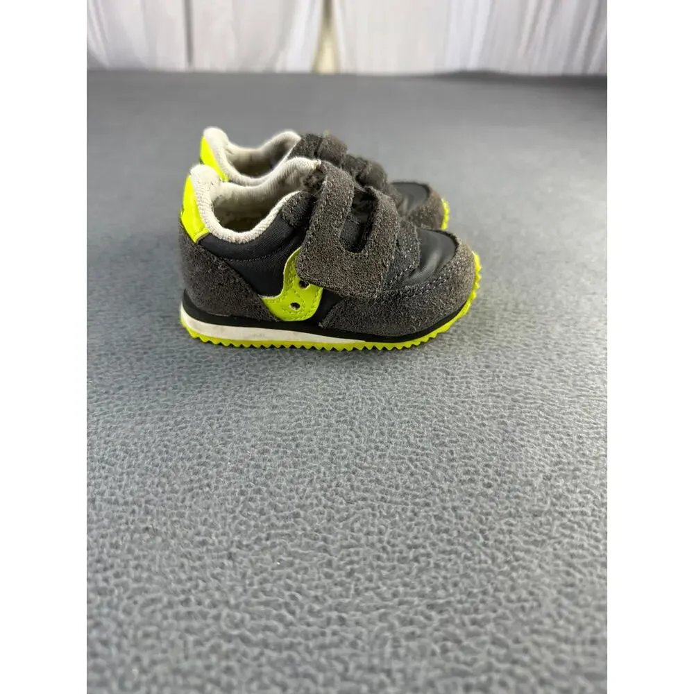 Saucony Infant Boy Baby‎ Jazz Crib Grey Green Athletic Sneaker Size 3